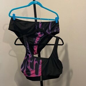 Black and Purple Flame Print Bikini